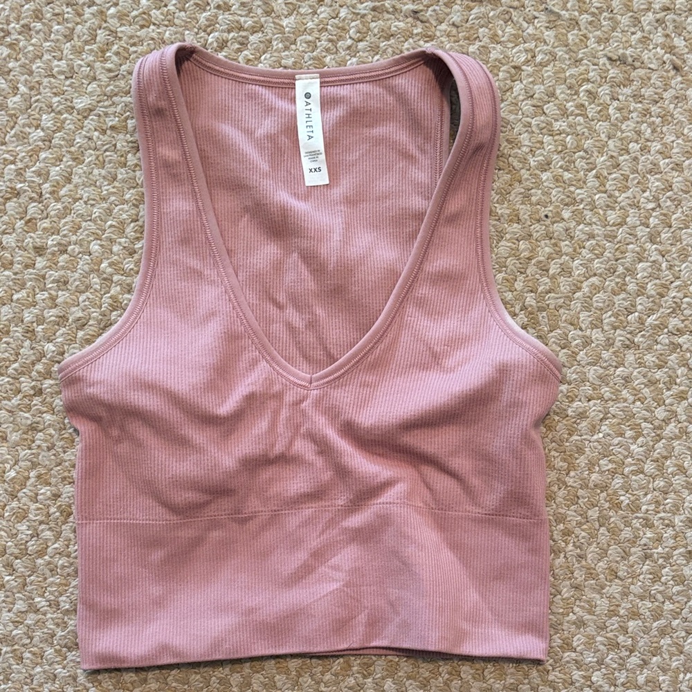 Athleta Mauve Ribbed V-Neck Tank